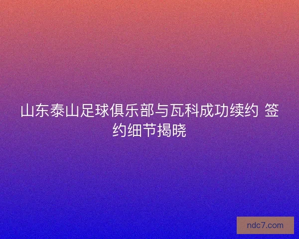 山东泰山足球俱乐部与瓦科成功续约 签约细节揭晓